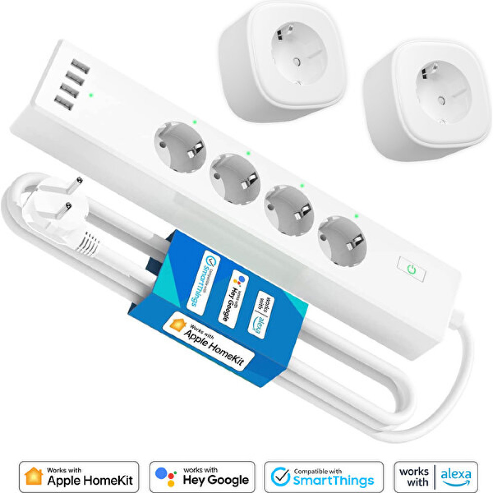 Meross Wi-Fi Uzaktan Kontrollü Akım Korumalı 4 USB Girişli Akıllı 4lü Priz Ve 2li Tekli Priz Seti Led Aydınlatmalar Fiyatı