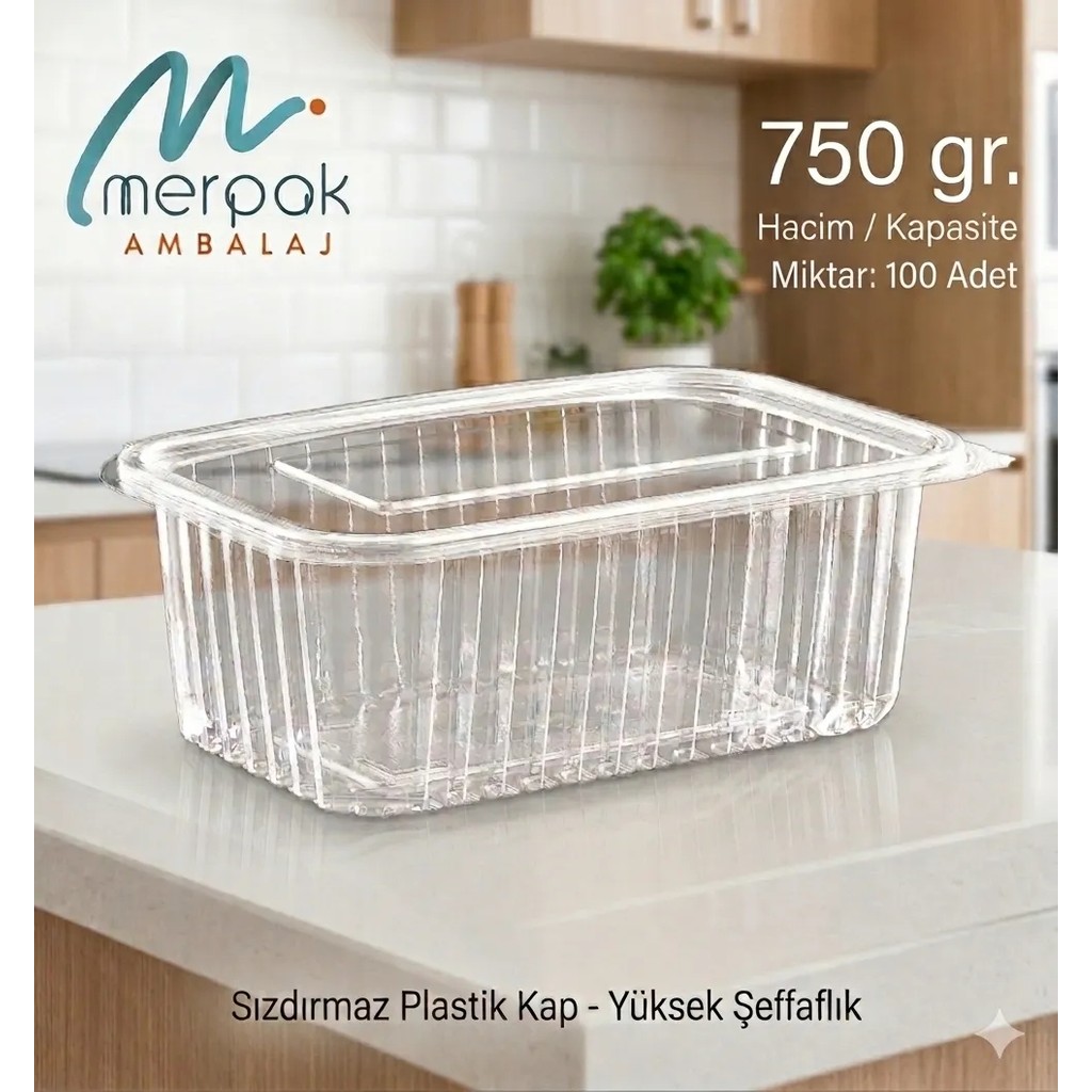 Merpak Ambalaj Plastik Sızdırmaz Kapaklı Kase 750 gr x 100'lü Saklama Kabı Eşya Saklama / Düzenleme Fiyatı