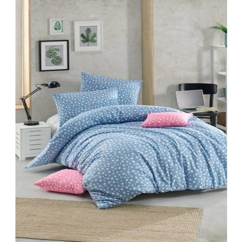 Mert Collection Çarşı Çift Kişilik Yıldız Desen Yorgan Kılıfı 2 Adet Yastık Kılıfı - Açık Mavi - 200 x 220 cm Nevresim Takımı Fiyatı