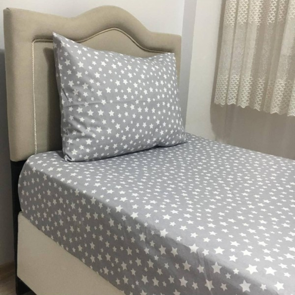 Mert Collection Çarşı Çift Kişilik Yıldız Desen Yorgan Kılıfı 2 Adet Yastık Kılıfı - Gri - 200 x 220 cm Nevresim Takımı Fiyatı
