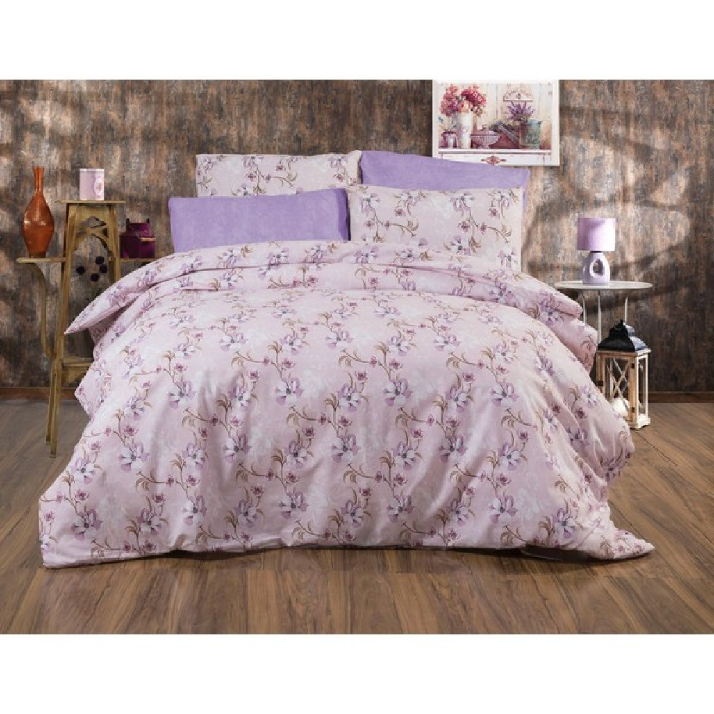 Mert Collection Çarşı Çift Kişilik Yorgan Kılıfı, 2 Adet Yastık Kılıfı (Çarşafsız) - Lila - Mor - 200 x 220 cm Nevresim Takımı Fiyatı