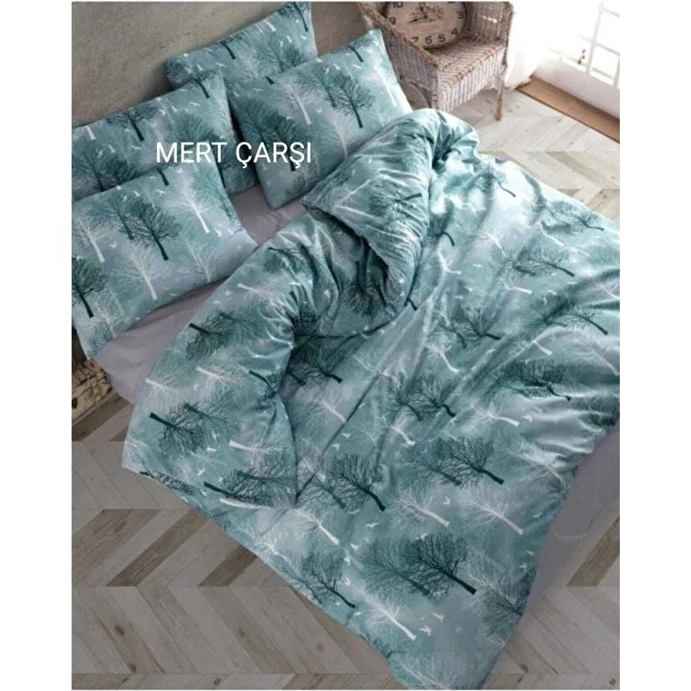 Mert Collection Çarşı Tek Kişilik Yorgan Kılıfı 1 Adet Yastık Kılıfı - Yeşil - 160 x 220 cm Yastık Kılıfı Fiyatı