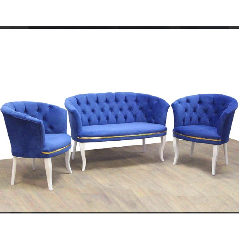 Mert Concept Kaputaneli Çayseti 2+1+1 Koltuk Salon Takımı - Mavi Koltuk Takımı / Seti Fiyatı