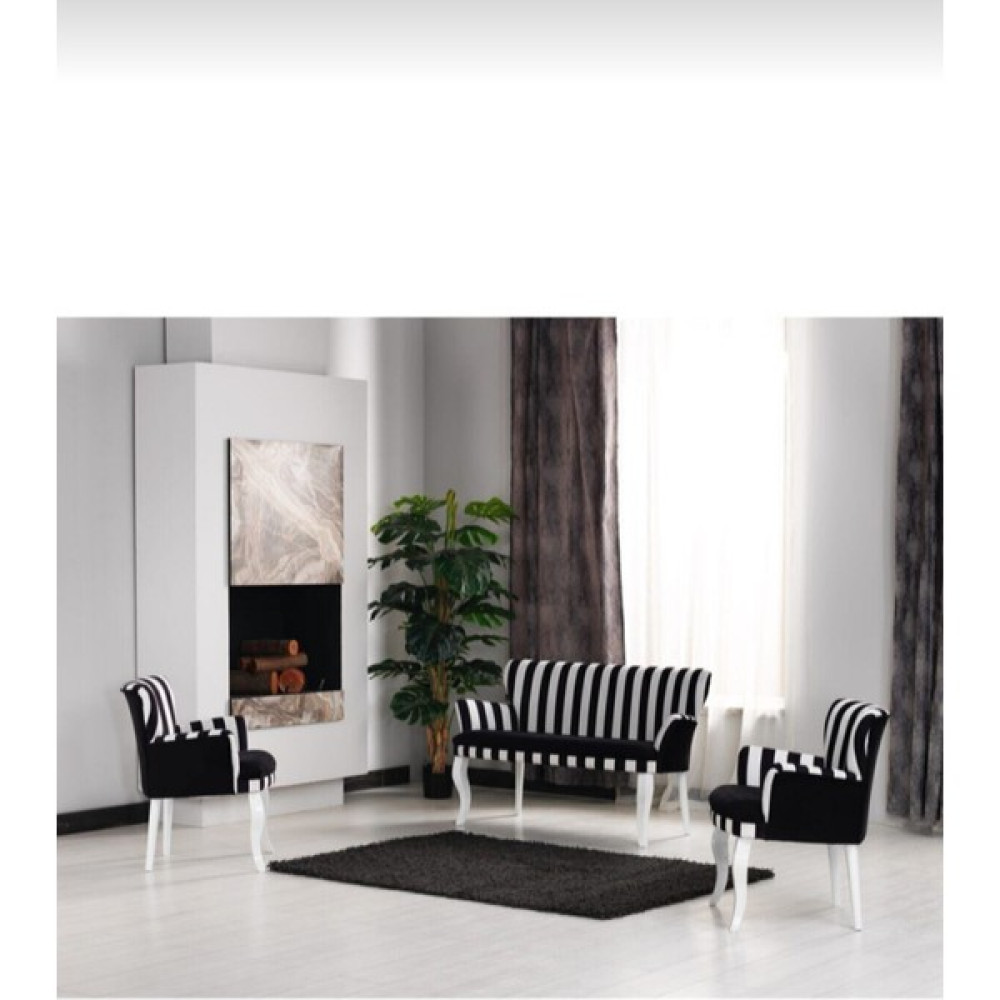 Mert Concept Mertconcept Kollu Zebra Çay Seti Koltuk Salon Bahçe Takımı - Siyah - Beyaz Koltuk Takımı / Seti Fiyatı