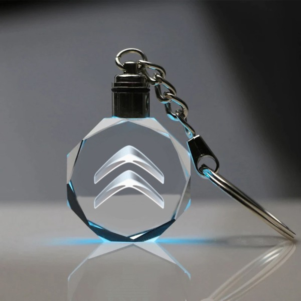 Mert Kristal Citroen Logolu 2d Patlatma Kristal LED Işıklı Anahtarlık, Araba Anahtarlığı Anahtarlık Fiyatı