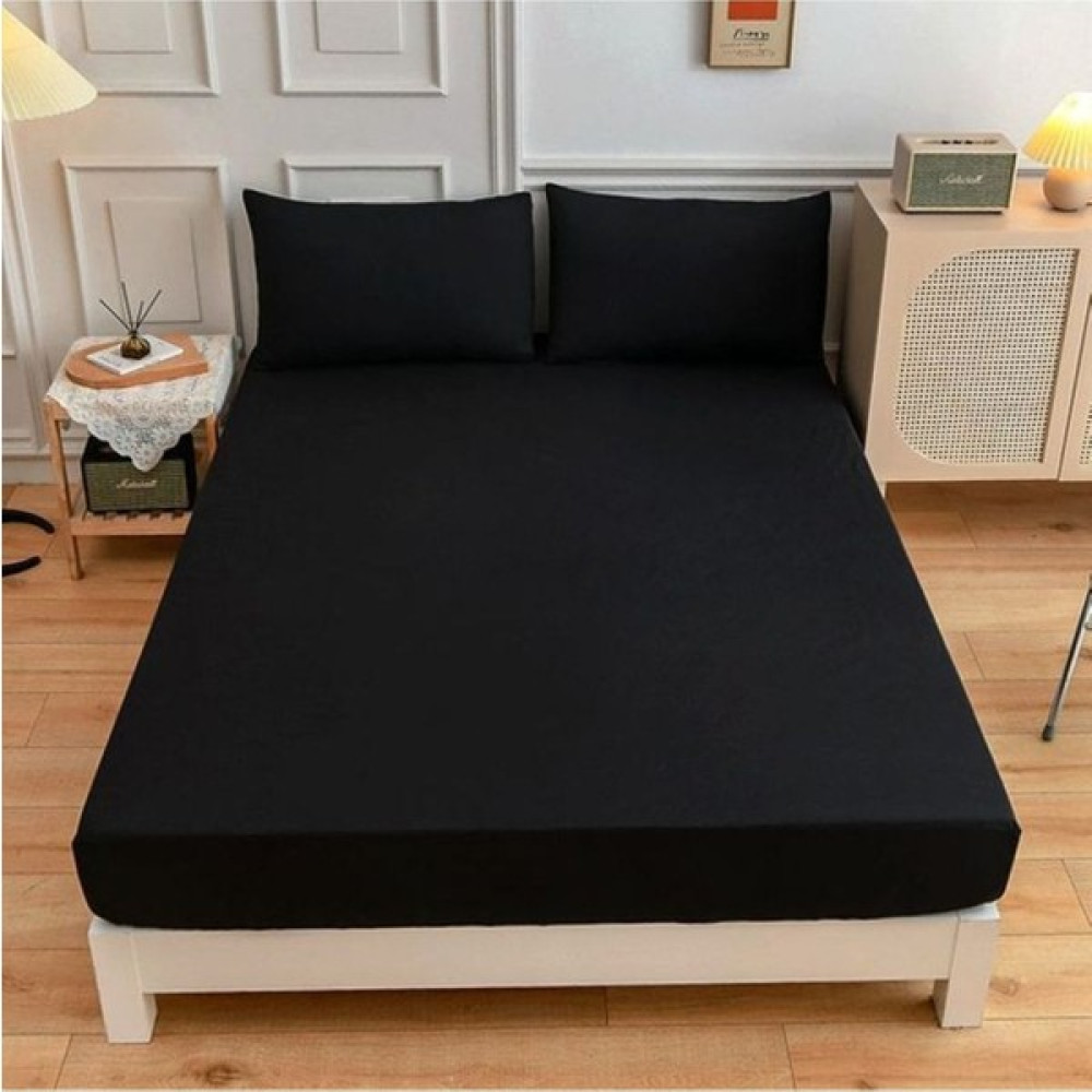 Mertim Çift Kişilik Lastikli Kumaş Çarşaf + 2 Yastık Kılıfı - 140 x 200 - Siyah Çarşaf Fiyatı