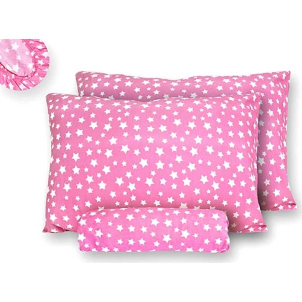 Mertim Ranforce Kumaş Lastikli Battal Boy Çarşaf Takımı 180x200 Pembe Yıldız Desenli - 180 x 200 cm Çarşaf Fiyatı