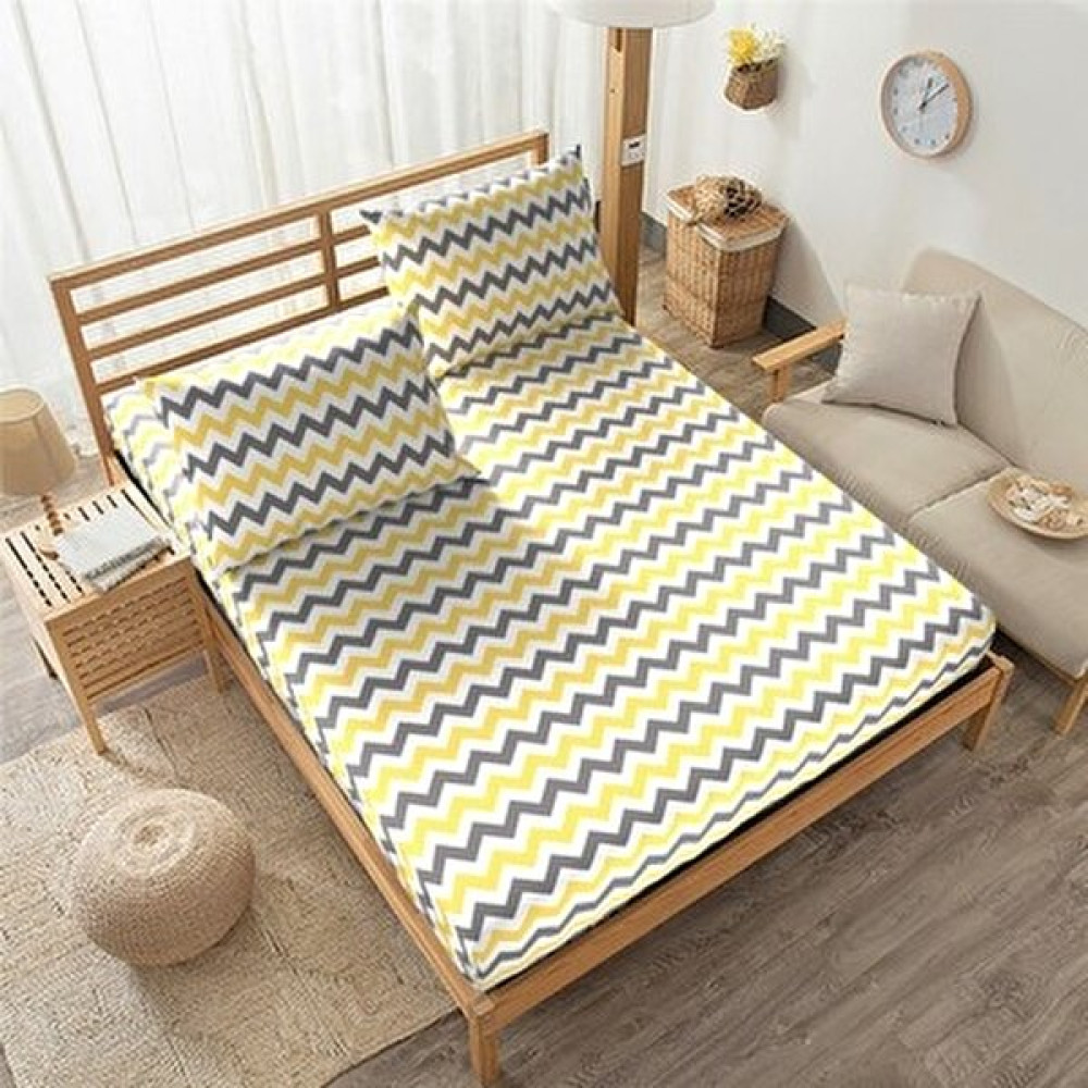 Mertim Ranforce Kumaş Lastikli Çift Kişilik Çarşaf Takımı 160x200 Sarı Zikzak Desenli - 160 x 200 cm Çarşaf Fiyatı