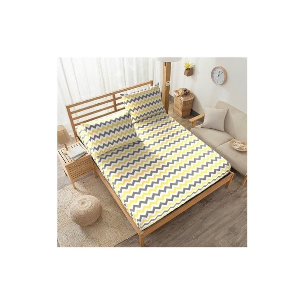 Mertim Ranforce Kumaş Lastikli Tek Kişilik Çarşaf Takımı 100x200 Sarı Zikzak Desenli - 100 x 200 cm Çarşaf Fiyatı