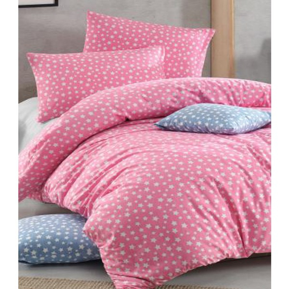 Mertim Tek Kişilik Lastiksiz Pembe Yıldız Desenli Nevresim Takımı - 160 x 220 cm Nevresim Takımı Fiyatı