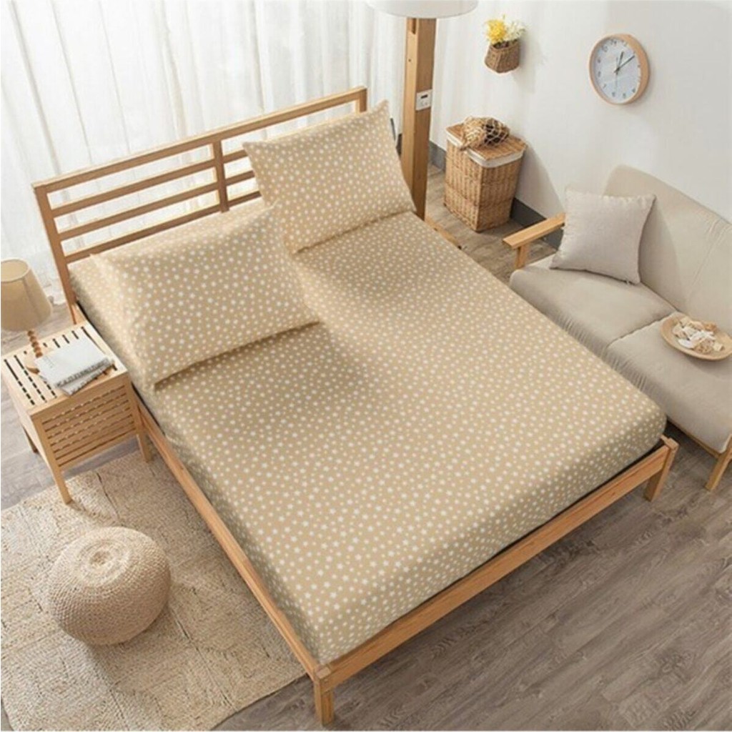 Mertim Tek Kişilik Lastiksiz Sütlü Kahve Yıldız Desenli Çarşaf Takımı 160x240 Çarşaf Fiyatı