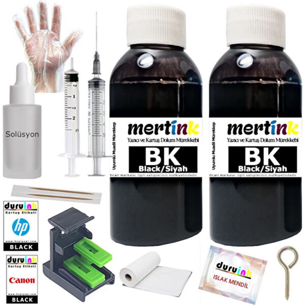 Mertink Canon MP252 MP260 MP270 Kartuş Dolum Seti (Pg 510 cl 511) 2X100ML Siyah Mürekkep Kartuş Dolum Ürünleri Fiyatı