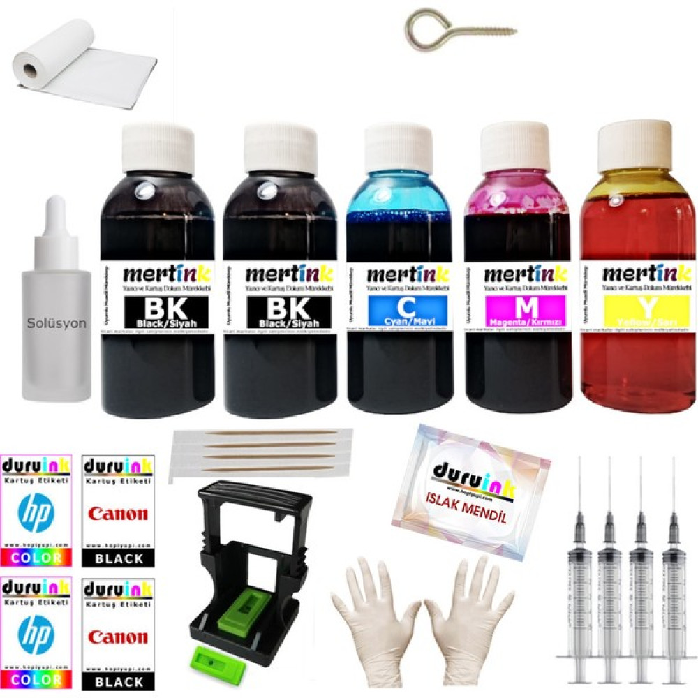 Mertink Hp 4500 4500 G510G (901) Kartuş Dolum Seti 5 Li Set 5X100ML Mürekkep - Renkli Kartuş Dolum Ürünleri Fiyatı