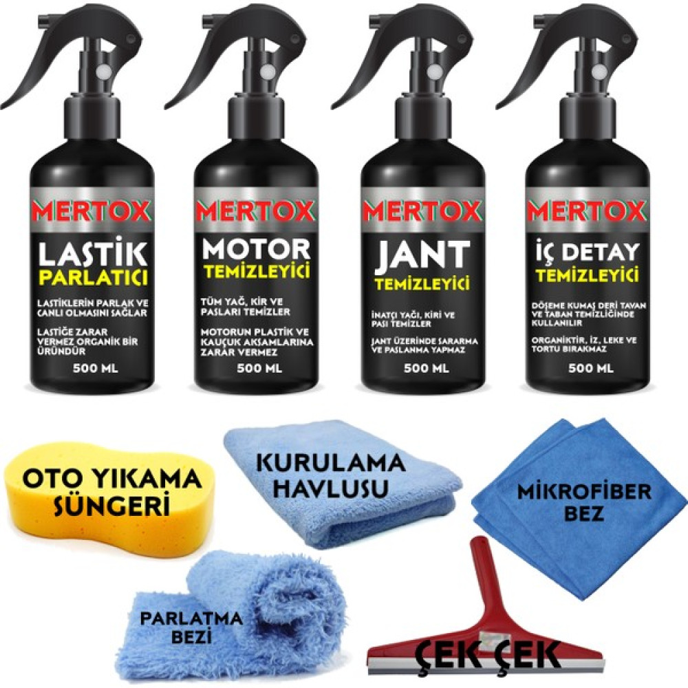 Mertox Oto Temizlik ve Bakım Seti Motor Jant Iç Detay Temizleyici ve Lastik Parlatıcı 4X500ML Temizleme Solüsyon Bakım Koruma Oto Genel Temizlik Fiyatı
