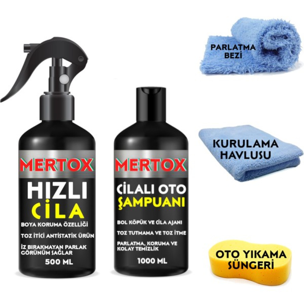 Mertox Otomobil Araç Araba Oto Temizlik Seti - Oto Şampuanı + Oto Iç Detay Temizleyici 2X500ML Oto Boyaları Fiyatı