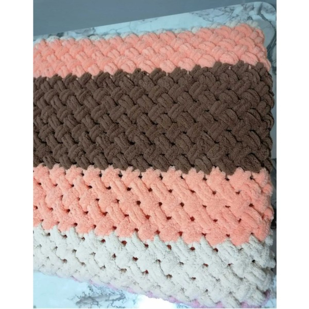 Merut Style El Örgüsü Puffy Karışık Renk Hasır Desen Tek Kişilik Tv Battaniyesi - 130 x 180 cm Battaniye Fiyatı