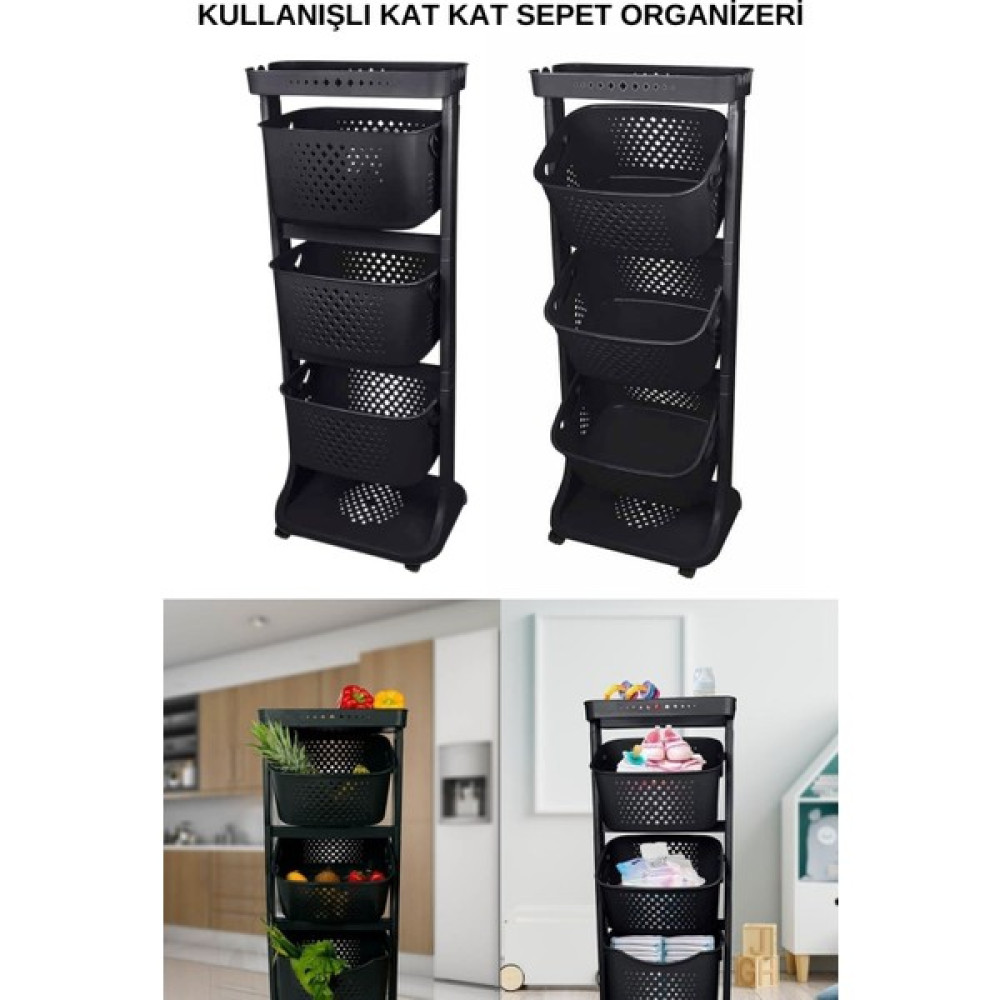 Merva Kat Kat Sepet Tekerlekli Taşınabilir Organizer Düzenleyici - Antrasit Duvar Rafı Fiyatı