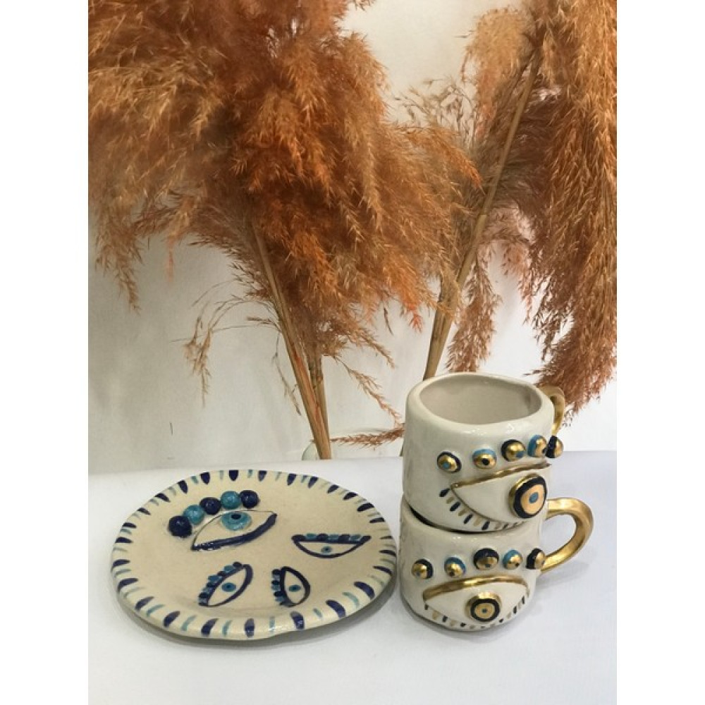 Merve Tasarım Ceramic Nazar Boncuklu Kahve Fincanı Fincan / Bardak / Kahve Takımı Fiyatı