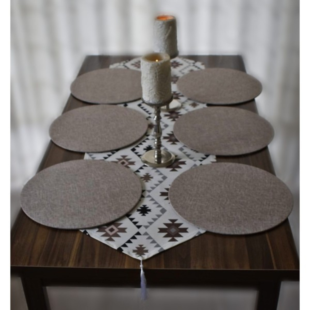 Meryemce Amerikan Servis, Kilim Desen Runner ve 6 Adet Supla - Renkli - 40 x 140 cm Amerikan Servis Fiyatı