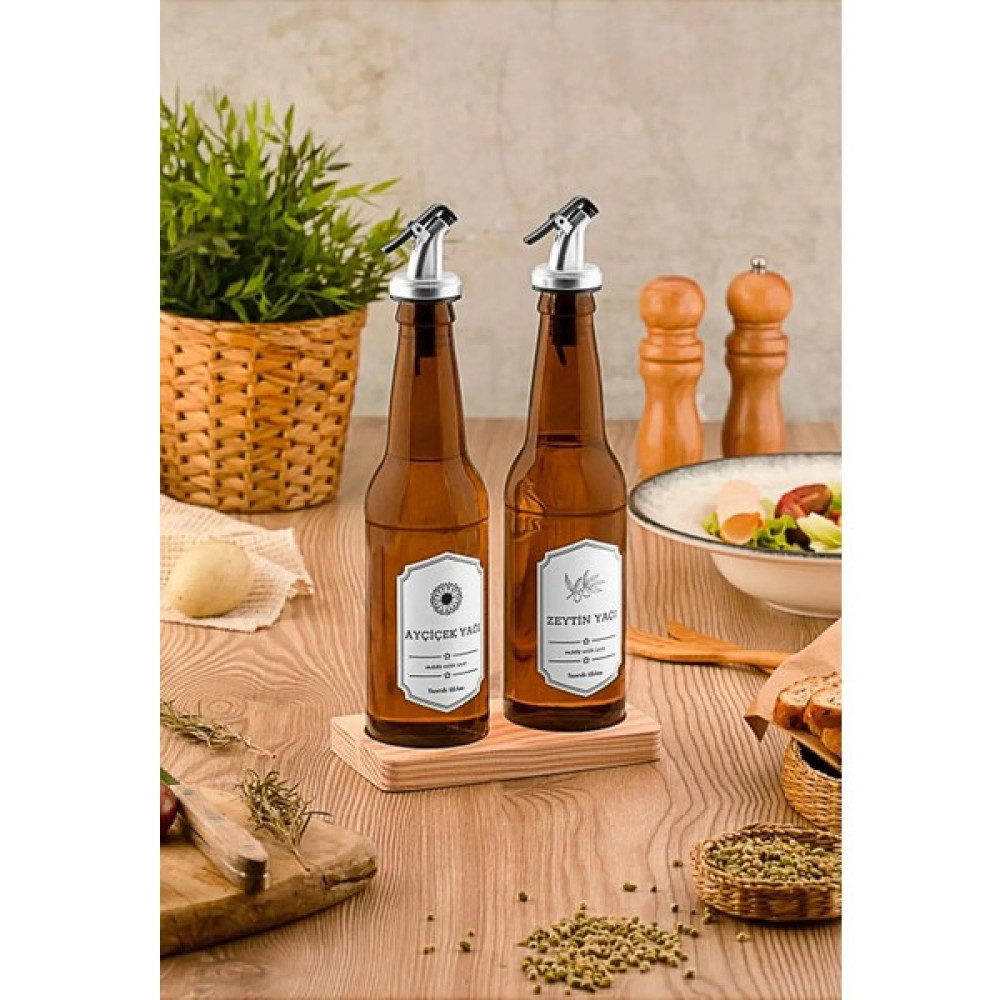 Mesapa Home 2 Adet Yağlık-Sirkelik Amber 350 Ml. Ahşap Standlı Yağdanlık Seti Akıtmaz Damlatmaz Sızdırmaz Sosluk Mutfak Gereçleri Fiyatı