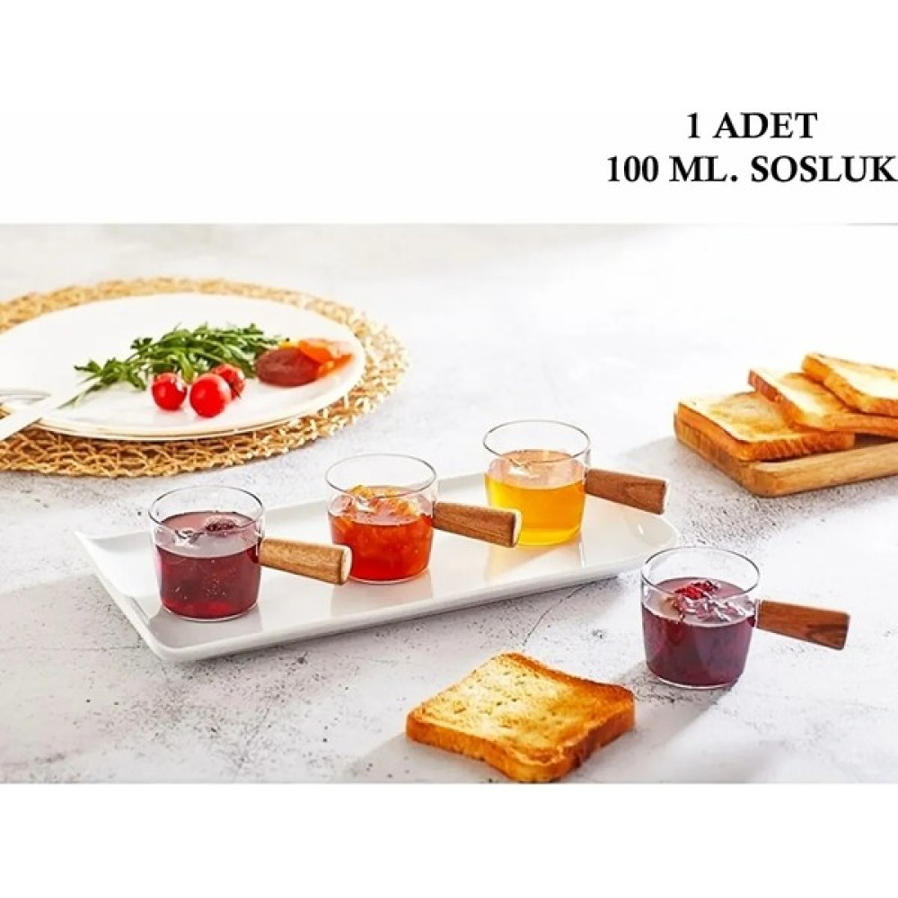 Mesapa Home Bambu Saplı Mini Sosluk, Reçellik, Sütlük, Kahve Yanı Ikram Tabağı Kristal Sunumluk Ikramlık - Şeffaf - 100 ml Kase Fiyatı