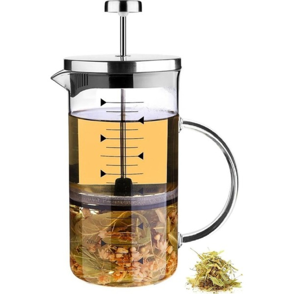 Mesapa Home Isıya Dayanıklı French Press, Cambu Demlik, Bitki Çayı Demliği, Ölçü Kabı Çay Kahve Kupası - 750 ml - Şeffaf French Press Fiyatı