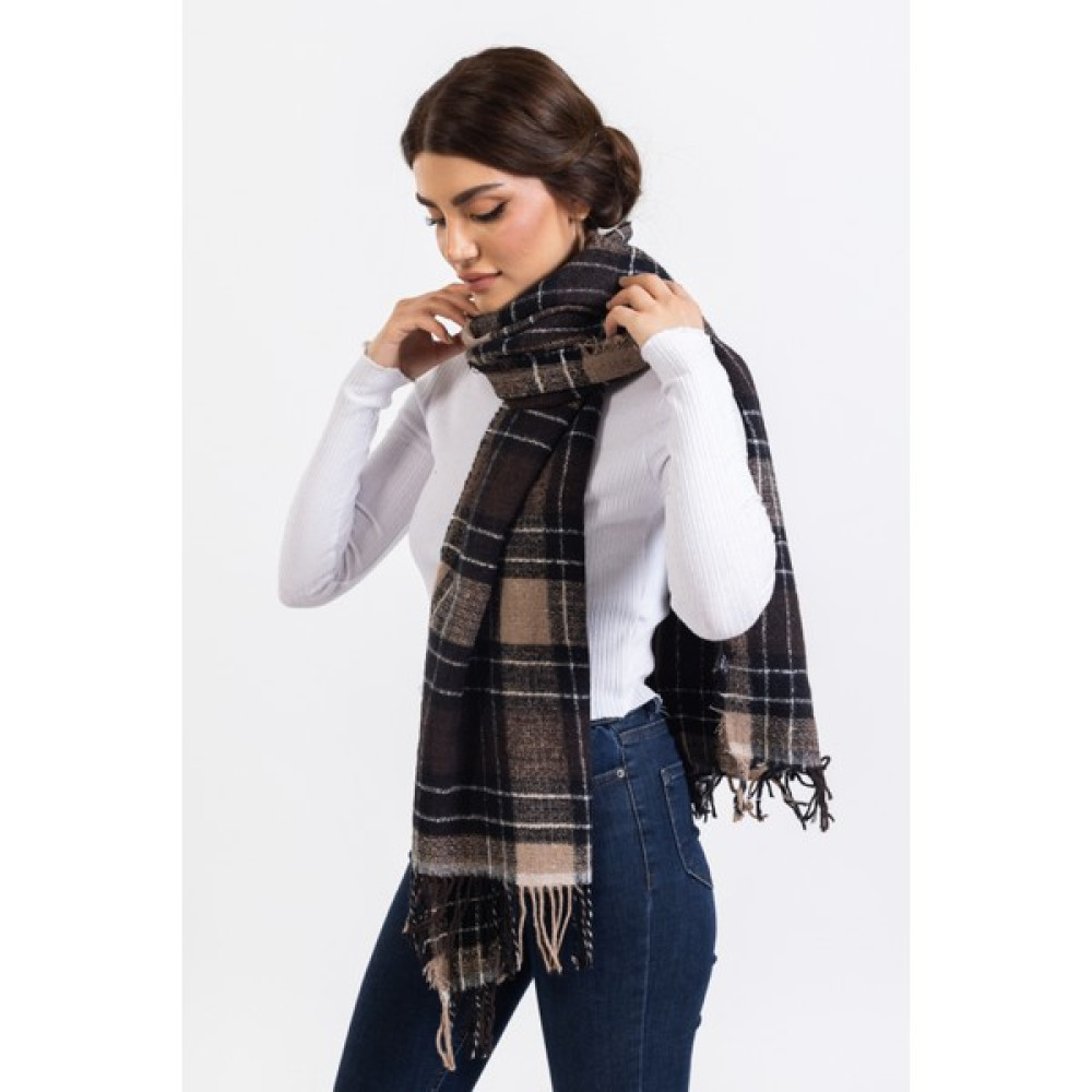 Meschain Ekoseli Yünlü Omuz Şalı - 70X190CM - Dayanıklı Akralik Atkı & Boyunluk Fiyatı