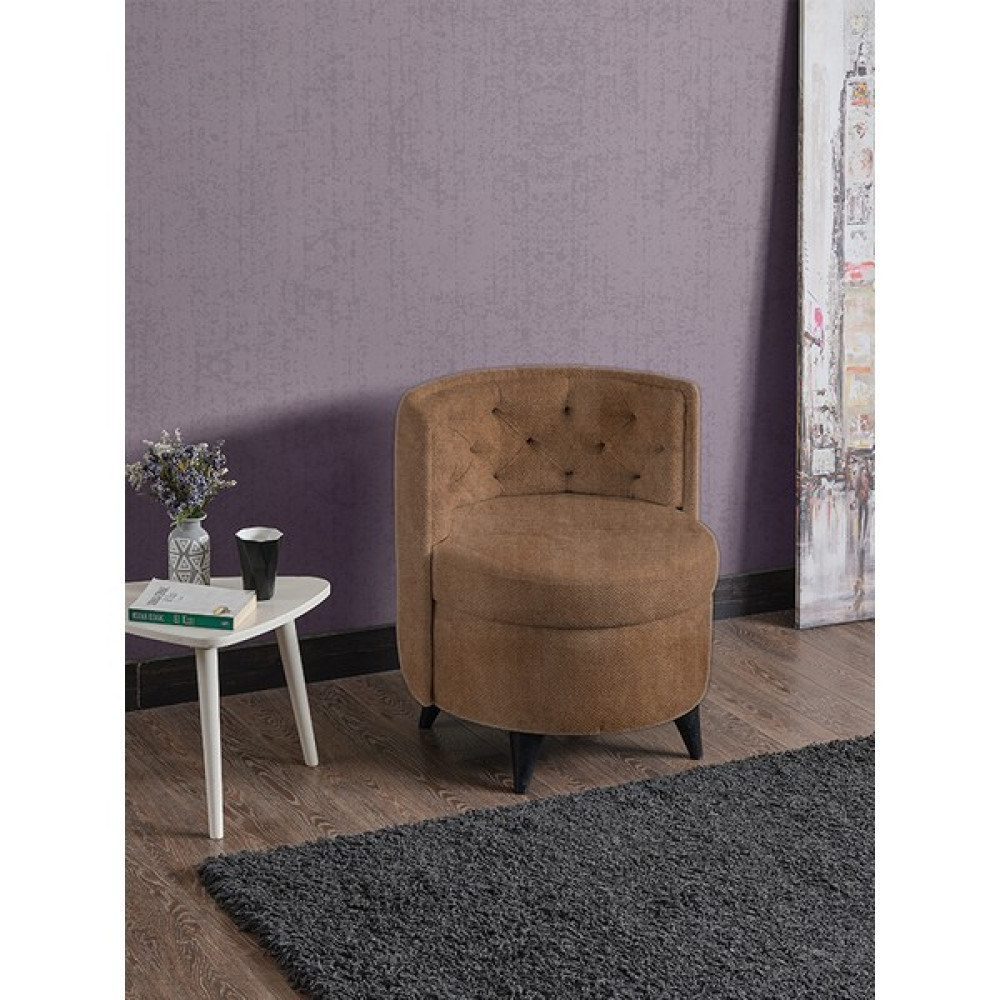 Meşe Home Melina Kapitoneli Silinebilir Kumaş Konforlu Modern Tasarım Renk Seçenekli Sırtlı/sırtsız Puf / Tekli Sandalye - Açık Kahve Tekli Koltuk & Berjer Fiyatı