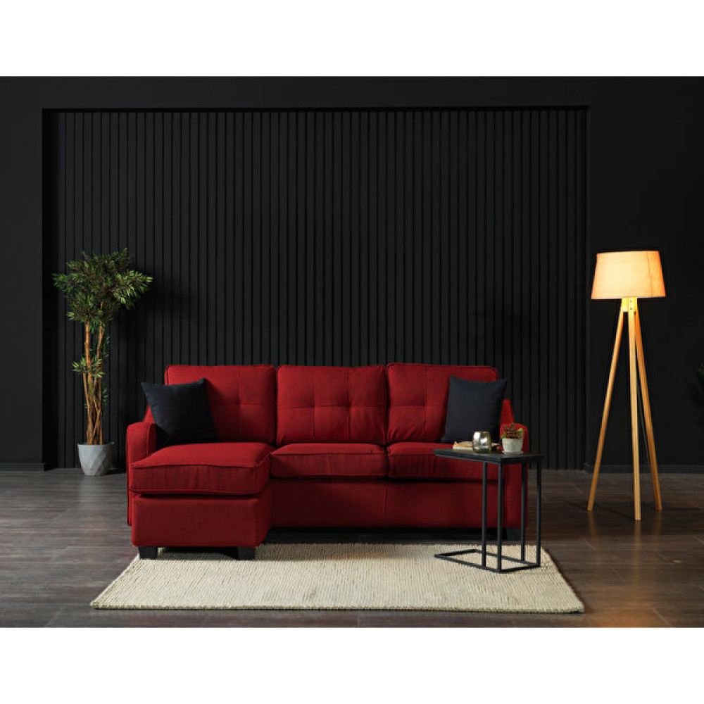 Meşe Home Plus Kılıflı Torba Yaylı Keten Kumaş Fonksiyonel Çift Yönlü Köşe Takımı Kırmızı Koltuk Fiyatı