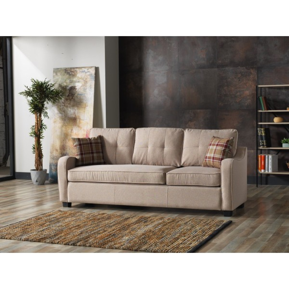 Meşe Home Plus Kılıflı Torba Yaylı Keten Kumaş Fonksiyonel Üçlü Kanepe Koltuk Açık Kahve Kanepe & Çekyat Fiyatı