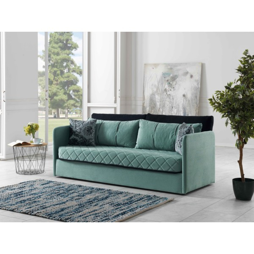 Meşe Home Siesta Fonksiyonel Kanepe Koltuk Metal Bazalı Yataklı Süngerli Su Yeşili Plastik Ayaklı - Turkuaz Kanepe & Çekyat Fiyatı