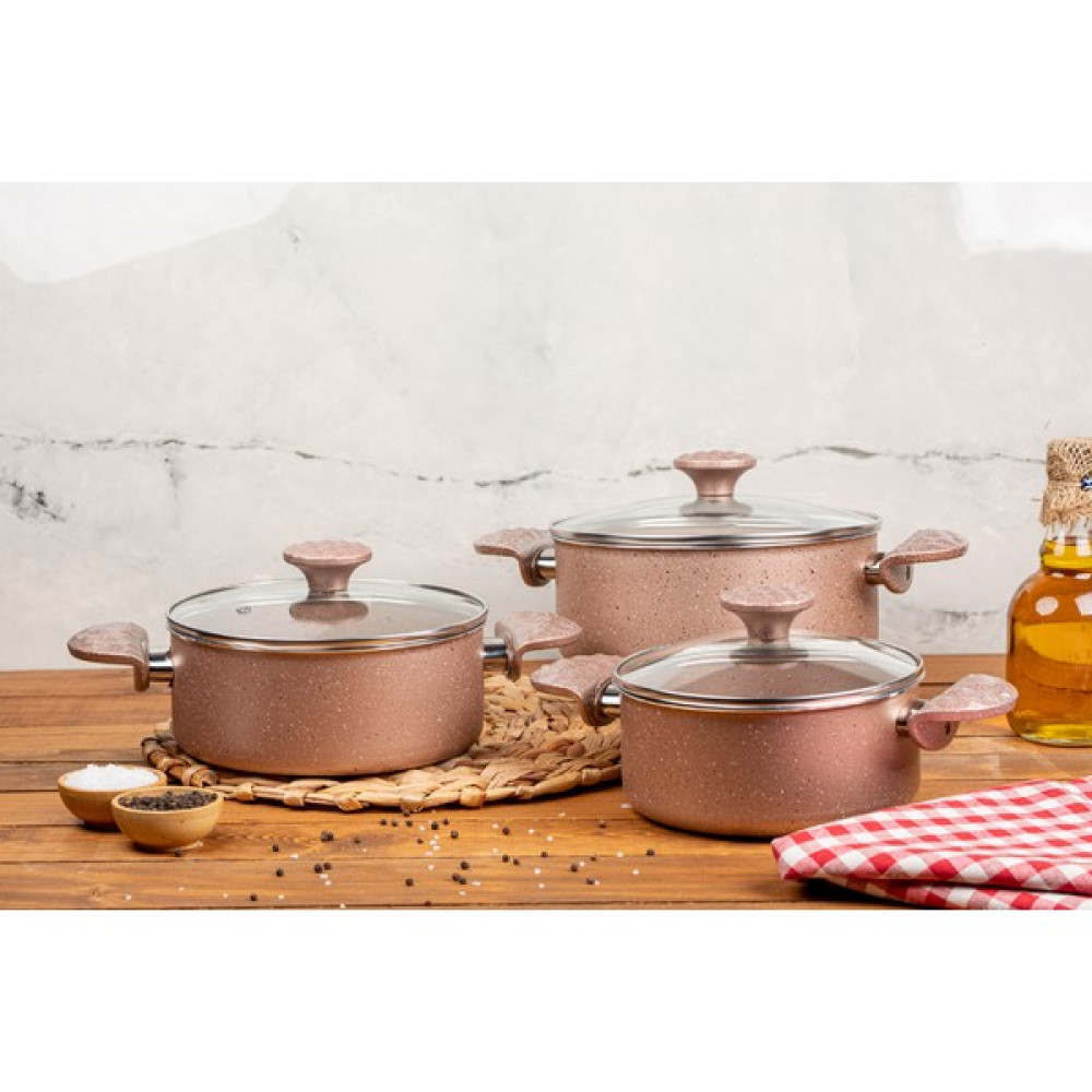 Meşeler Granit Güveç Seti 6 Parça Rose - 20 cm Tencere / Tava Setleri Fiyatı