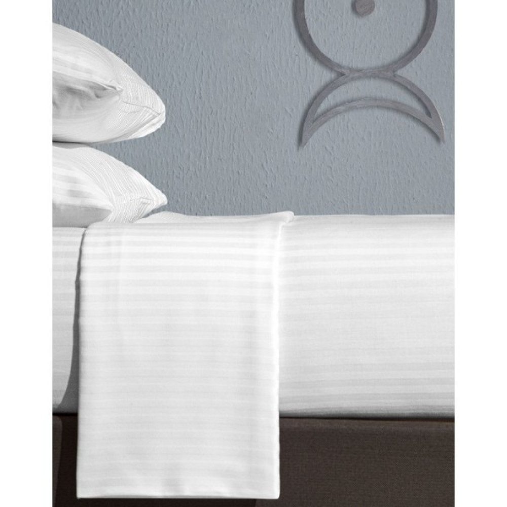 Meşeli Tekstil Lastikli Çift Kişilik 83 Tel Pamuk Saten Çizgili Lüks Otel Çarşafı 160X200 - Beyaz Çarşaf Fiyatı