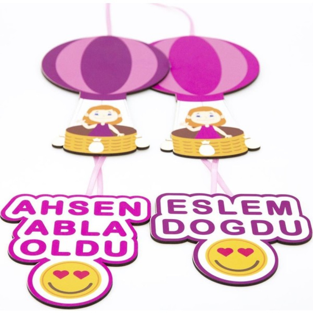 Meşgalem Hoşgeldin Bebek Ahşap Kapı Süsü Ikili Balonlu Bebek Kapı Süsü Fiyatı