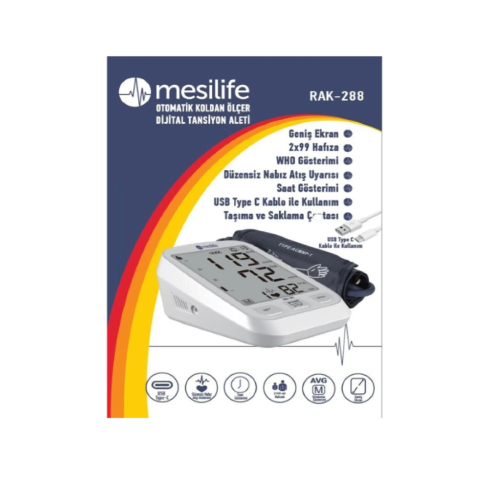 Mesilife Rak-288 Koldan Dijital Tansiyon Aleti 2X99 Hafiza Medikal Ürünler Fiyatı