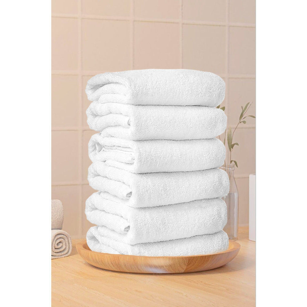 Meslina Home 6 Adet Beyaz Otel Havlusu %100 Pamuk El & Yüz & Baş Havlusu 50x90 Cm Banyo Havlusu Fiyatı