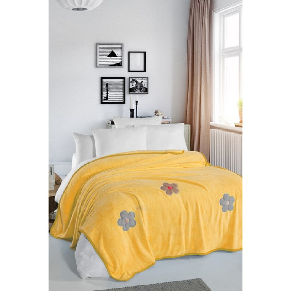 Meslina Home Wellsoft Çift Kişilik Battaniye 200X220 cm - Sarı - 200 x 220 cm Battaniye Fiyatı