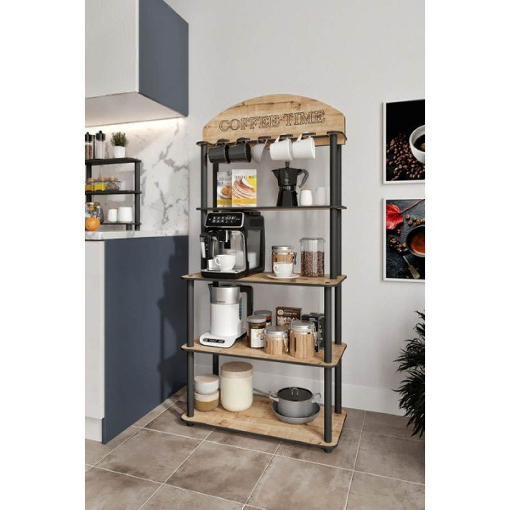 Messer Dekoratif Masivo Kahve Köşesi Coffee Time 33 CM x 68 cm Dikdörtgen Çok Amaçlı Raf Safir Meşe Duvar Rafı Fiyatı