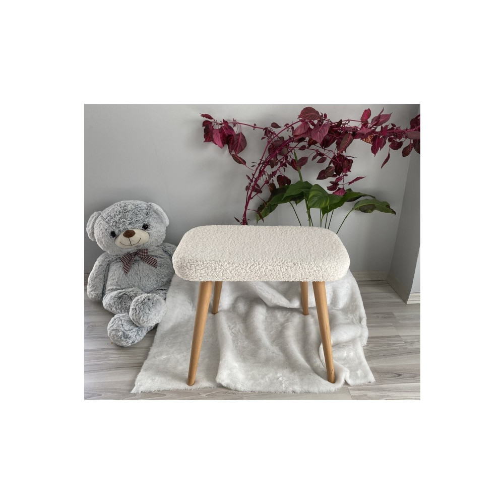 messline -ahşap Ayaklı Teddy Kumaş Dekoratif Puf Bench Makyaj Sandalyesi Puf Fiyatı