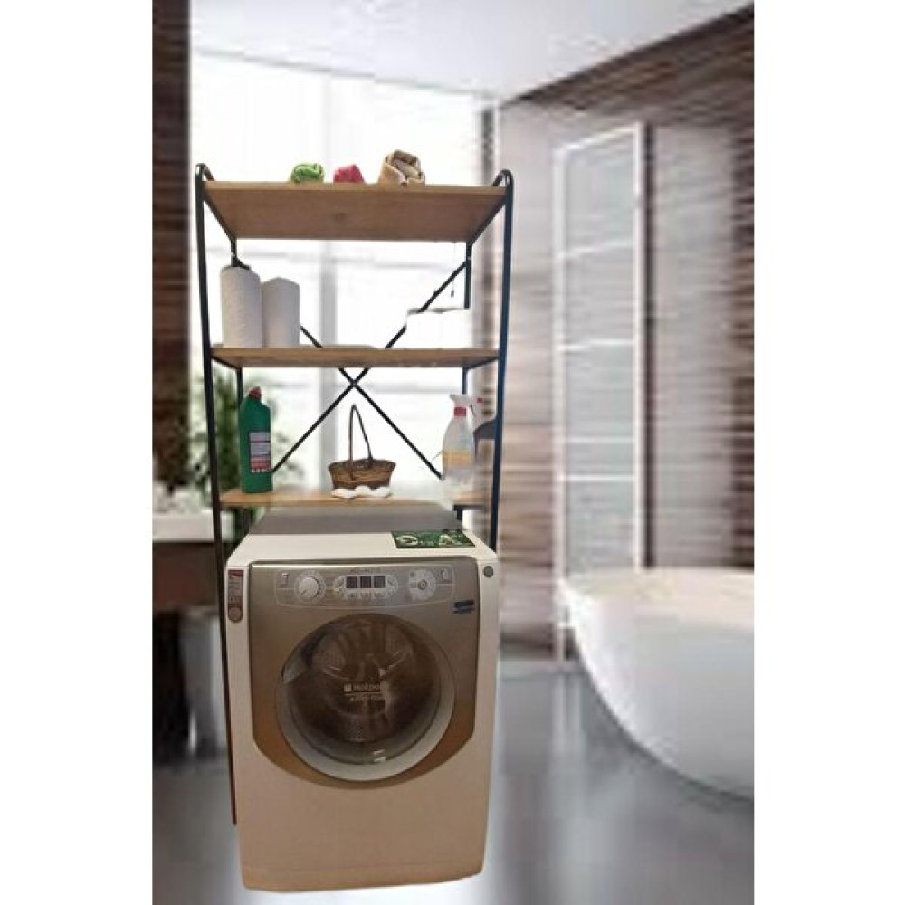 MET35 3 Raflı Metal Banyo Düzenleyici Metal Banyo Rafı Çamaşır Makinası Üstü Çam Banyo Dolabı / Mobilyası Fiyatı