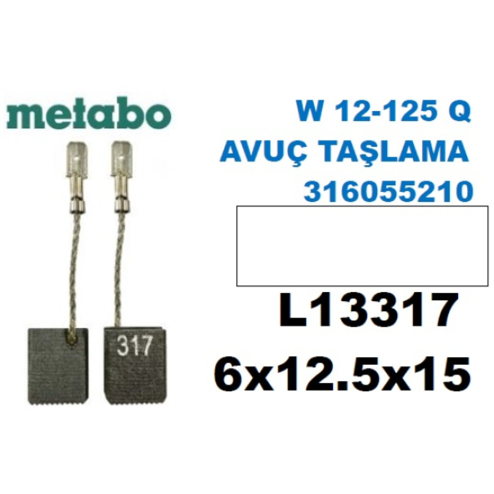 Metabo W 12 125 Q Avuc Taslama 316055210 Komur Firca Seti 6X12,5X15 Taşlama Makinesi Fiyatı
