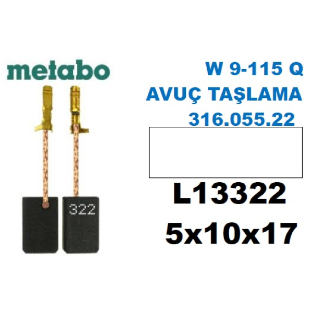 Metabo W 9 115 Q Avuc Taslama 316.055.22 Komur Firca Seti 5X10x17 Taşlama Makinesi Fiyatı