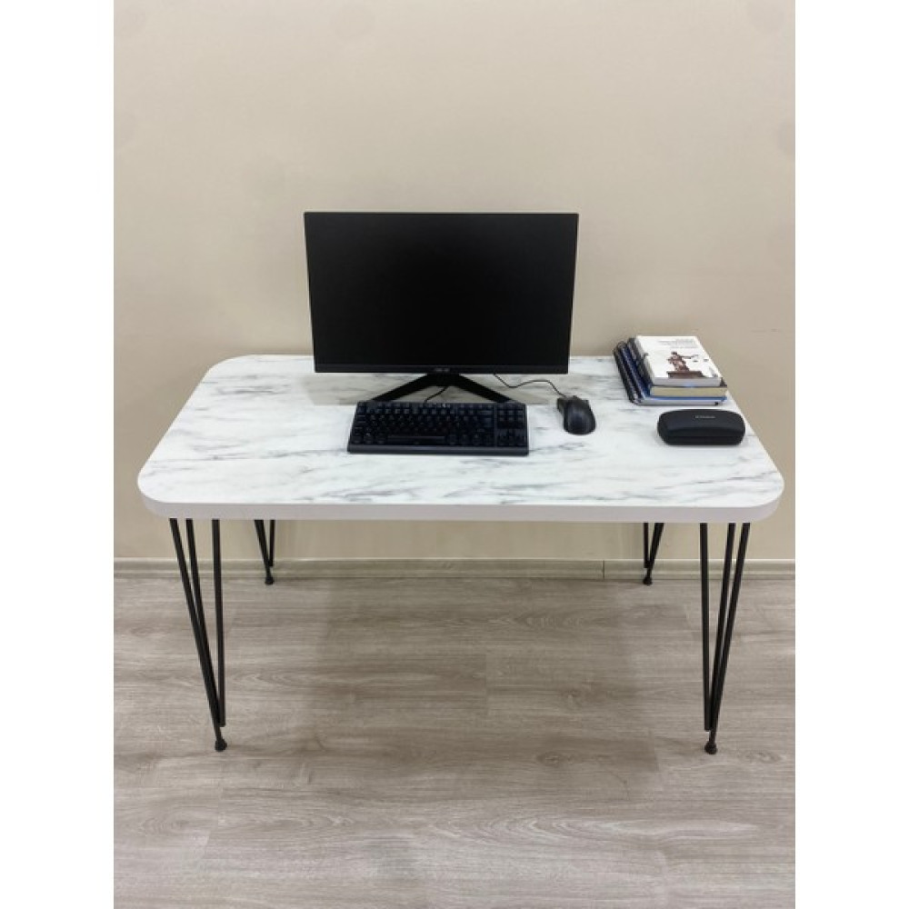 Metal Ayaklı 120X59 cm Mermer Desenli Çalışma Masası Bilgisayar Masası - Mermer Desen Çalışma Masası Fiyatı
