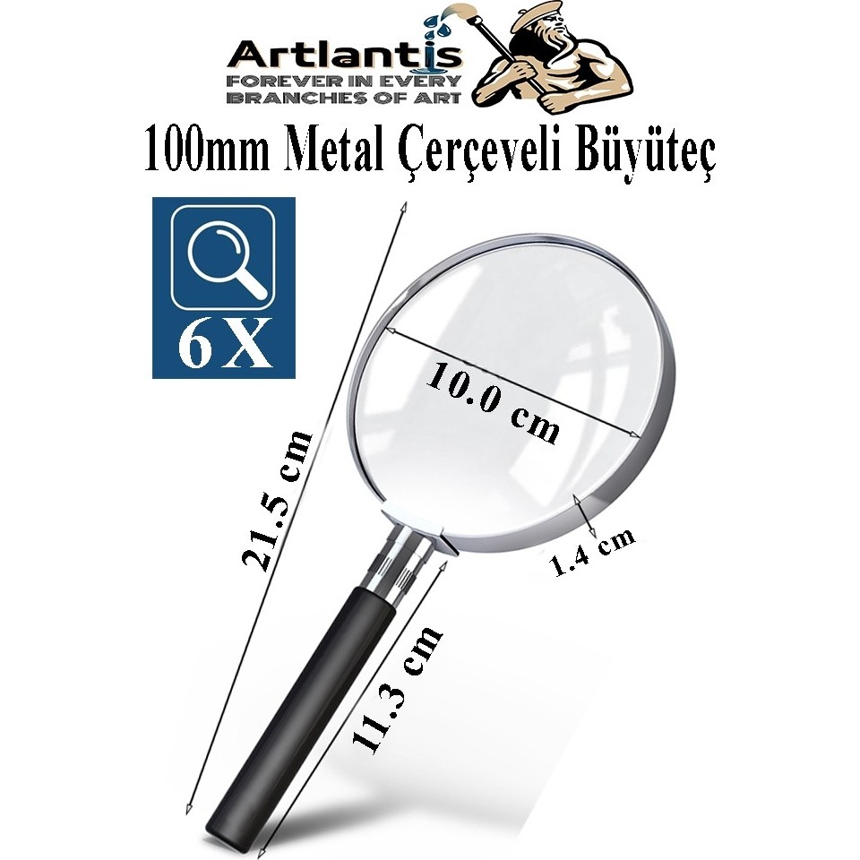 Metal Büyüteç 100 mm 1 Adet 6x Plastik Sap Çerçeveli 10 cm Büyüteç Merçek Okul Büro Ofis Krom Kaplama Büyüteç - Standart Büyüteç Fiyatı