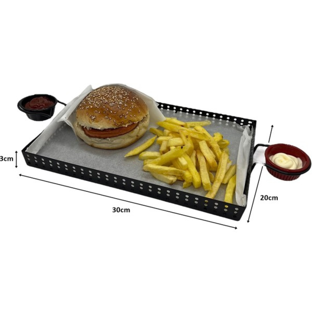 Metal Cafe, Restaurant, Ev, Ofis Sunum Tepsisi, Cafe ve Restaurant Burger Sunum Tepsisi Sofra, Masa Ekipman Model-1 Siyah Servis Tepsisi Fiyatı
