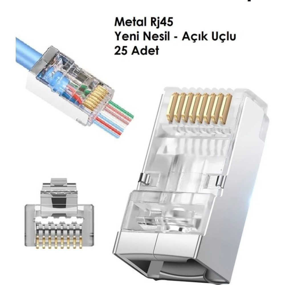 Metal Ez RJ45 Jack Yeni Nesil (Açık Uçlu) Soket Ez Plug Cat6 25 Adet Oto Boyaları Fiyatı