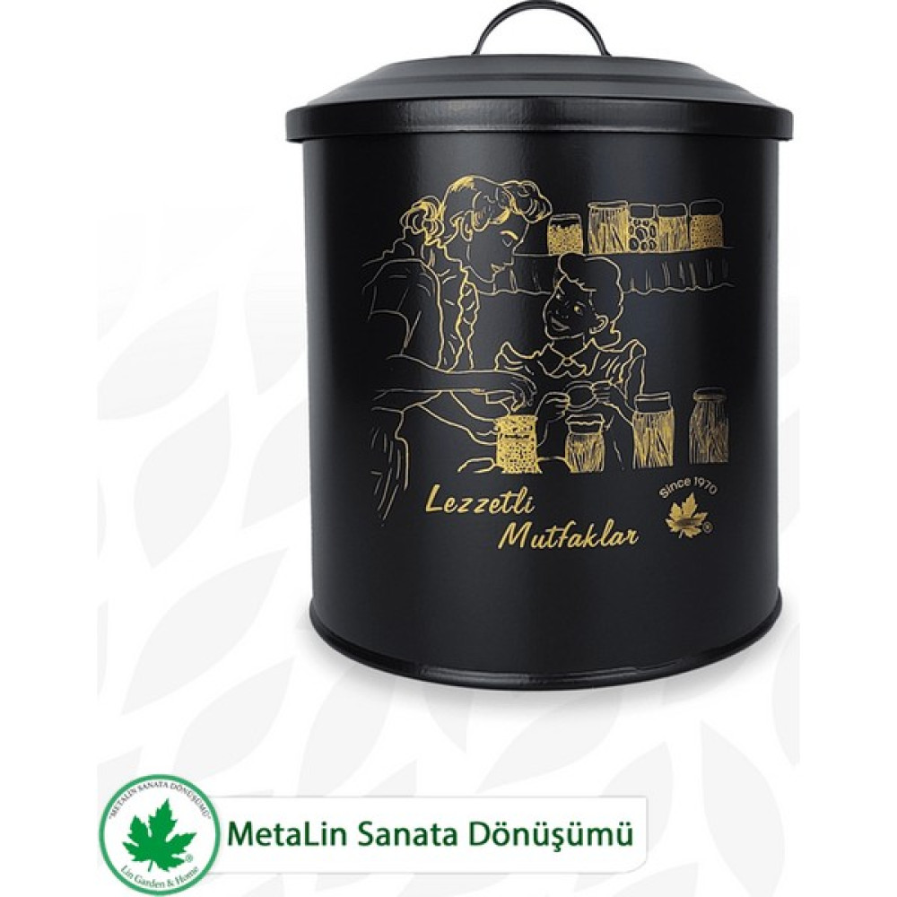 Metal Kapaklı Saklama Kabı, Erzak Kabı, Mutfak Organizer Kutu (Anne Kız Lezzetli Mutfaklar Baskılı) LN1102 - Siyah Saklama Kapları Fiyatı