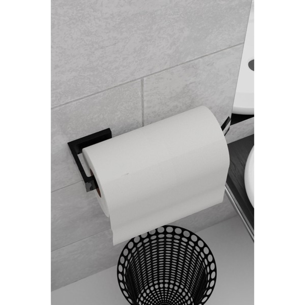 Metal Siyah Kağıt Rulo Havluluk Peçetelik, Yapışkanlı Tasarım Banyo Askısı - Mat Siyah Havluluk Fiyatı