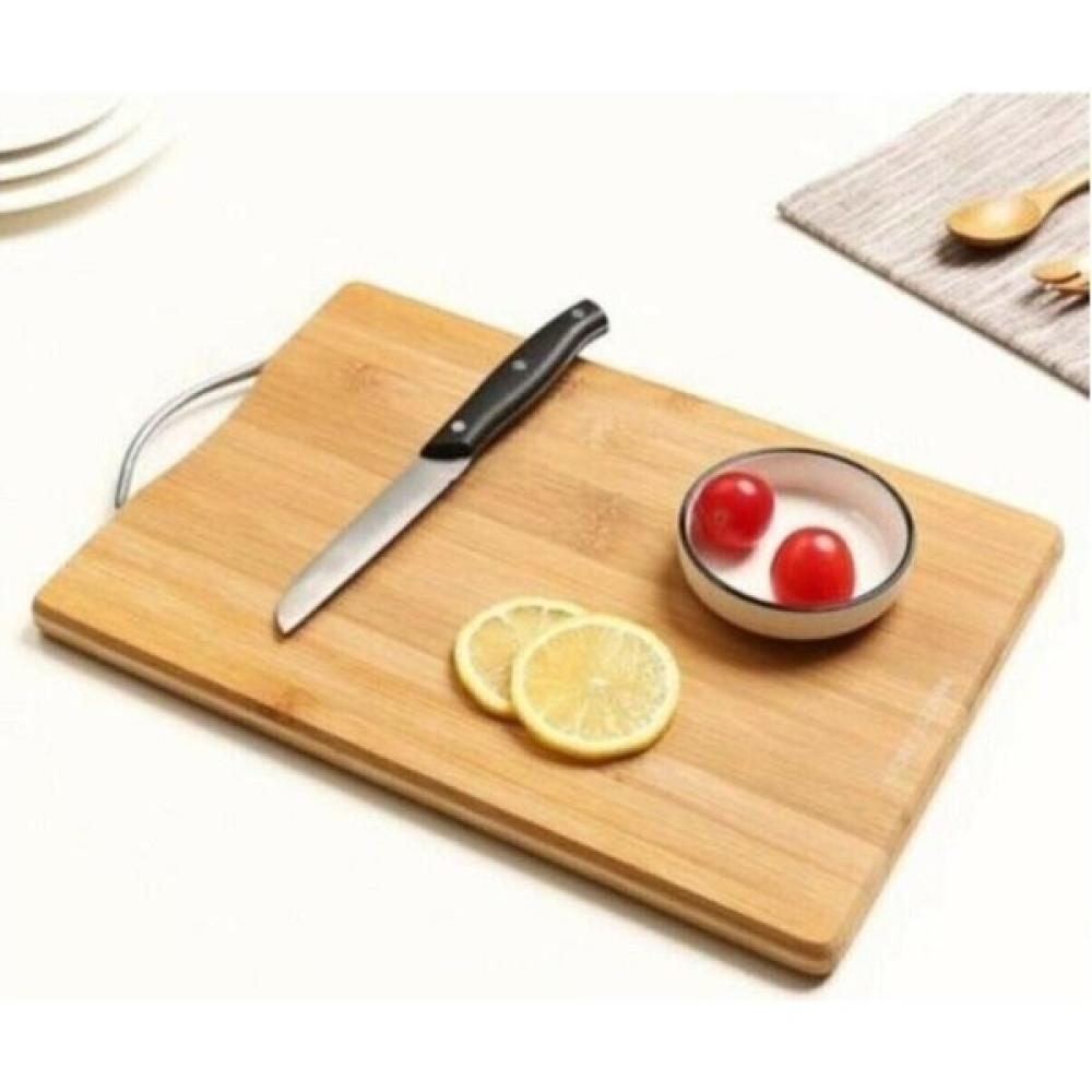 Metal Tutacaklı Lüx Bambu Kesme Tahtası 30 cm x 20 cm x 1.8 cm - 1 Adet Kesme Tahtaları / Kesim Tablaları Fiyatı
