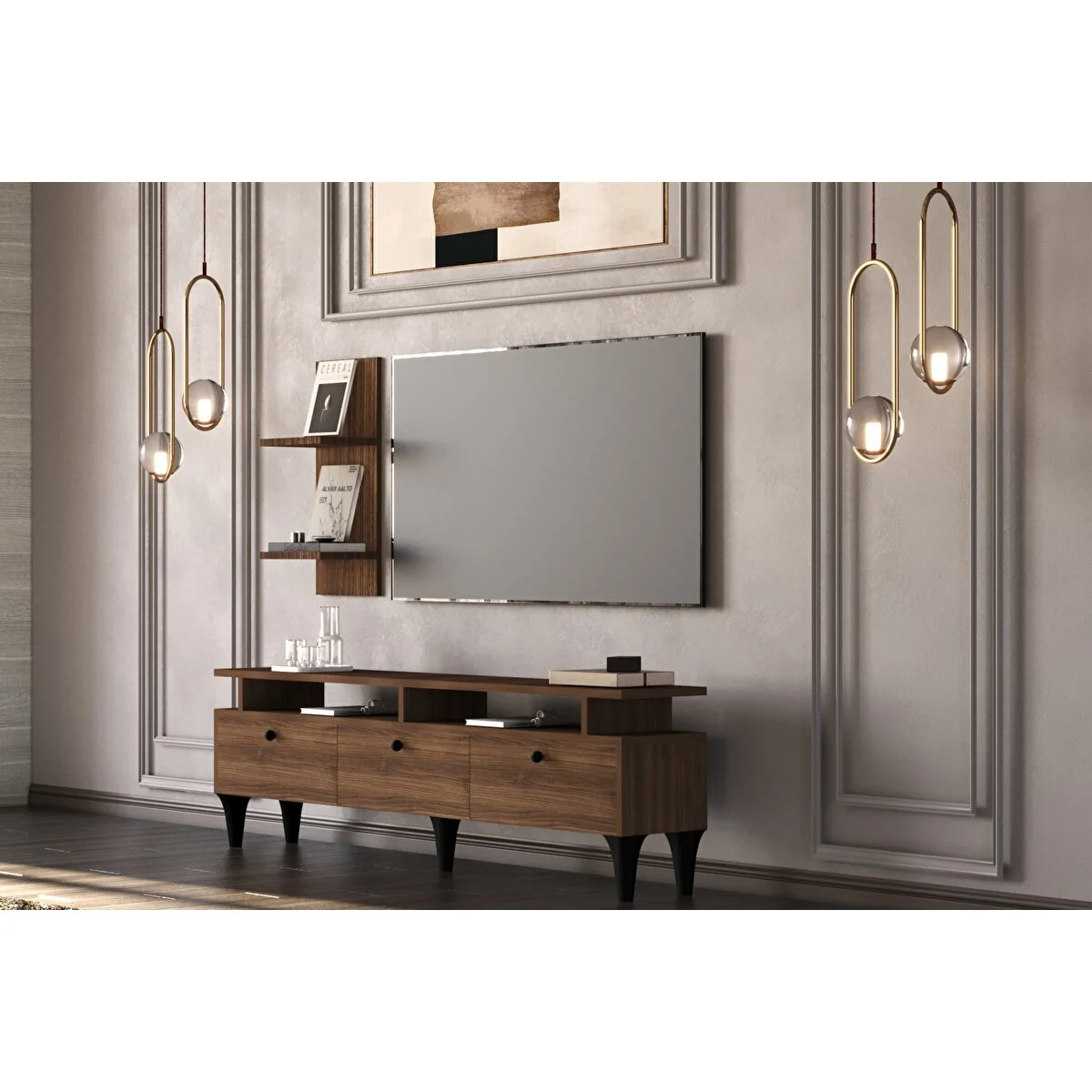Metalia Gm 044 Neva 3 Kapakli Ayakli Duvar Rafli Tv Ünitesi Tv Ünitesi / Sehpası Fiyatı